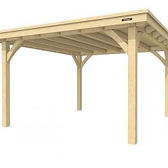 Buitenverblijf plat dak Excellent I, vuren, basismodel XXL/D, 357x399 cm, onbehandeld.