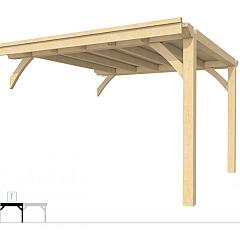 Buitenverblijf plat dak Excellent Modulair, vuren, tussenstuk L/D, 343x307 cm, onbehandeld.