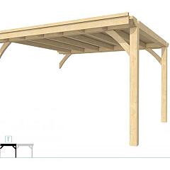 Buitenverblijf plat dak Excellent Modulair, vuren, tussenstuk L/E, 385x307 cm, onbehandeld.