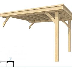 Buitenverblijf plat dak Excellent Modulair, vuren, rechterdeel L/D, 343x307 cm, onbehandeld.
