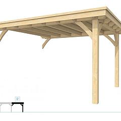 Buitenverblijf plat dak Excellent Modulair, vuren, rechterdeel L/E, 385x307 cm, onbehandeld.