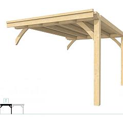 Buitenverblijf plat dak Excellent Modulair, vuren, tussenstuk XXL/C, 293x399 cm, onbehandeld.