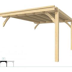 Buitenverblijf plat dak Excellent Modulair, vuren, tussenstuk XXL/D, 343x399 cm, onbehandeld.