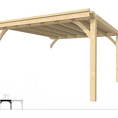 Buitenverblijf plat dak Excellent Modulair, vuren, tussenstuk XXL/E, 385x399 cm, onbehandeld.