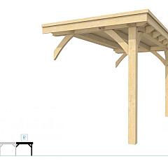 Buitenverblijf plat dak Excellent Modulair, vuren, rechterdeel XXL/A, 193x399 cm, onbehandeld.