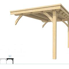 Buitenverblijf plat dak Excellent Modulair, vuren, rechterdeel XXL/B, 243x399 cm, onbehandeld.