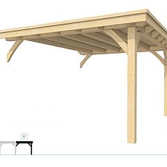 Buitenverblijf plat dak Excellent Modulair, vuren, rechterdeel XXL/D, 343x399 cm, onbehandeld.