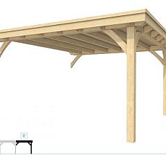 Buitenverblijf plat dak Excellent Modulair, vuren, rechterdeel XXL/E, 385x399 cm, onbehandeld.