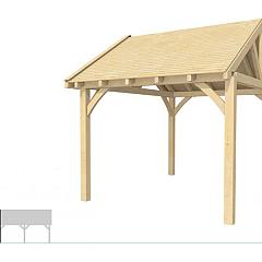 Buitenverblijf met zadeldak Excellent Modulair, vuren, linkerdeel XXL/C, 307x399 cm, onbehandeld.