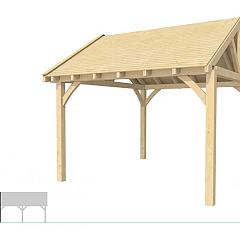 Buitenverblijf met zadeldak Excellent Modulair, vuren, linkerdeel XXL/D, 357x399 cm, kleurloos geïmpregneerd.