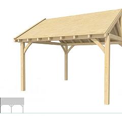 Buitenverblijf met zadeldak Excellent Modulair, vuren, linkerdeel XXL/E, 399x399 cm, kleurloos geïmpregneerd.