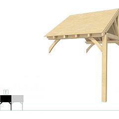 Buitenverblijf met zadeldak Excellent Modulair, vuren, tussenstuk XXL/B, 243x399 cm, kleurloos geïmpregneerd.