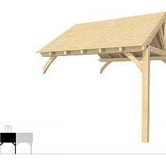 Buitenverblijf met zadeldak Excellent Modulair, vuren, tussenstuk XXL/D, 343x399 cm, kleurloos geïmpregneerd.