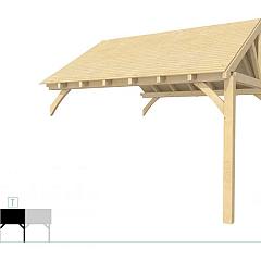 Buitenverblijf met zadeldak Excellent Modulair, vuren, tussenstuk XXL/E, 385x399 cm, kleurloos geïmpregneerd.