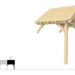 Buitenverblijf met zadeldak Excellent Modulair, vuren, rechterdeel XXL/A, 193x399 cm, kleurloos geïmpregneerd.