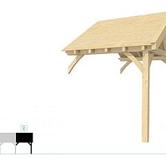 Buitenverblijf met zadeldak Excellent Modulair, vuren, rechterdeel XXL/B, 243x399 cm, kleurloos geïmpregneerd.