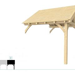 Buitenverblijf met zadeldak Excellent Modulair, vuren, rechterdeel XXL/C, 293x399 cm, onbehandeld.