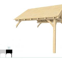 Buitenverblijf met zadeldak Excellent Modulair, vuren, rechterdeel XXL/D, 343x399 cm, kleurloos geïmpregneerd.