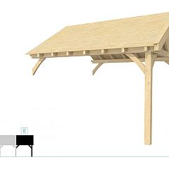 Buitenverblijf met zadeldak Excellent Modulair, vuren, rechterdeel XXL/E, 385x399 cm, onbehandeld.