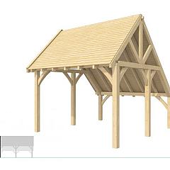 Buitenverblijf kapschuur Excellent Modulair, vuren, linkerdeel XXL/D, 357x399 cm, kleurloos geïmpregneerd.