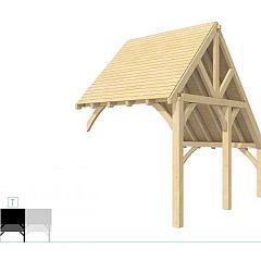 Buitenverblijf kapschuur Excellent Modulair, vuren, tussenstuk XXL/B, 243x399 cm, kleurloos geïmpregneerd.