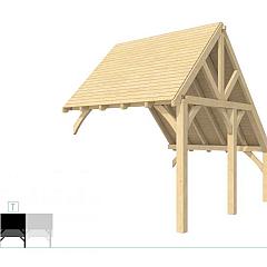 Buitenverblijf kapschuur Excellent Modulair, vuren, tussenstuk XXL/C, 293x399 cm, kleurloos geïmpregneerd.