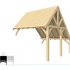 Buitenverblijf kapschuur Excellent Modulair, vuren, tussenstuk XXL/D, 343x399 cm, kleurloos geïmpregneerd.