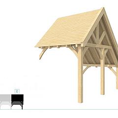 Buitenverblijf kapschuur Excellent Modulair, vuren, rechterdeel XXL/B, 243x399 cm, kleurloos geïmpregneerd.