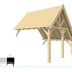 Buitenverblijf kapschuur Excellent Modulair, vuren, rechterdeel XXL/D, 343x399 cm, kleurloos geïmpregneerd.