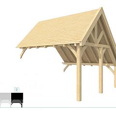 Buitenverblijf kapschuur Excellent Modulair, vuren, rechterdeel XXL/E, 385x399 cm, kleurloos geïmpregneerd.