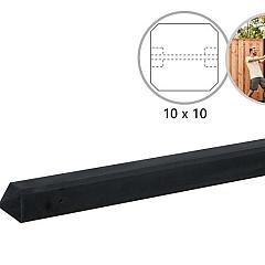 Betonpaal glad met diamantkop 10 x 10 x 310 cm, antraciet gecoat, tussenpaal tbv 2 betonplaten