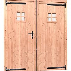 Douglas dubbele 1-ruits deur inclusief kozijn, 168 x 201 cm, onbehandeld.