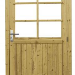 Vuren enkele 6-ruits deur extra breed inclusief kozijn, rechtsdraaiend, 112 x 201 cm, groen geïmpregneerd.