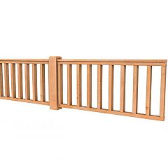 Hekwerk recht douglas type D, 328,5 x 73 cm, kleurloos geïmpregneerd.