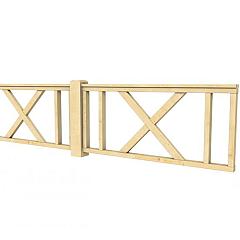 Hekwerk met kruis vuren type D, 328,5 x 73 cm, kleurloos geïmpregneerd.