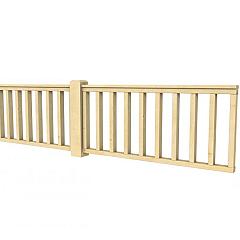 Hekwerk recht vuren type D, 328,5 x 73 cm, kleurloos geïmpregneerd.