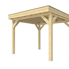 Buitenverblijf plat dak Premium I, vuren, basismodel L/C, 307x307 cm, kleurloos geïmpregneerd.