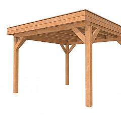 Buitenverblijf plat dak Premium I, douglas, basismodel XL/D, 357x357 cm, kleurloos geïmpregneerd.