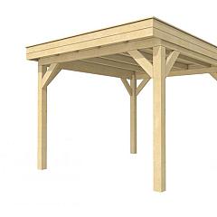 Buitenverblijf plat dak Premium I, vuren, basismodel XL/C, 307x357 cm, kleurloos geïmpregneerd.