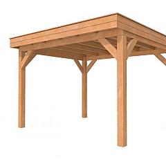 Buitenverblijf plat dak Premium I, douglas, basismodel L/D, 357x307 cm, onbehandeld.