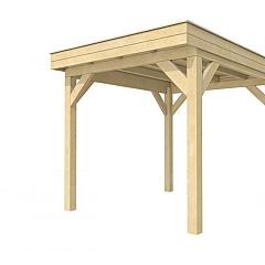 Buitenverblijf plat dak Premium I, vuren, basismodel L/B, 257x307 cm, kleurloos geïmpregneerd.
