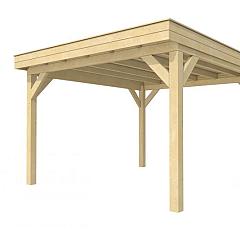 Buitenverblijf plat dak Premium I, vuren, basismodel XXL/D, 357x399 cm, onbehandeld.