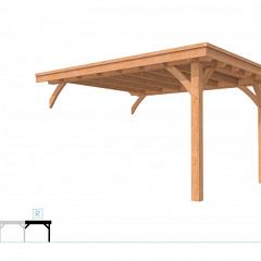 Buitenverblijf plat dak Excellent Modulair, douglas, rechterdeel L/E, 385x307 cm, onbehandeld.