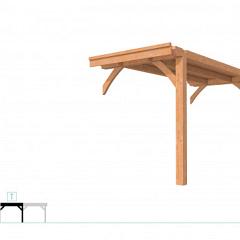 Buitenverblijf plat dak Excellent Modulair, douglas, tussenstuk XXL/A, 193x399 cm, onbehandeld.