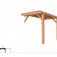 Buitenverblijf plat dak Excellent Modulair, douglas, tussenstuk L/A, 193x307 cm, onbehandeld.