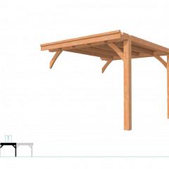 Buitenverblijf plat dak Excellent Modulair, douglas, tussenstuk L/C, 293x307 cm, onbehandeld.