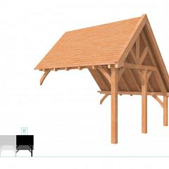 Buitenverblijf kapschuur Excellent Modulair, douglas, rechterdeel XXL/D, 343x399 cm, onbehandeld.