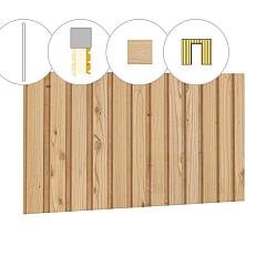 Rhombusprofiel plankenset vuren bij voorwand B, t.b.v. enkele deur, 228,5 x 285 cm, onbehandeld.