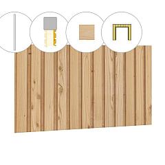 Rhombusprofiel plankenset vuren bij voorwand B, t.b.v. dubbele deur, 228,5 x 285 cm, onbehandeld.