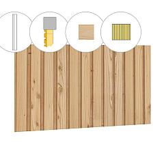 Rhombusprofiel vuren enkelzijdige achterwand D, 328,5 x 186 cm, onbehandeld.